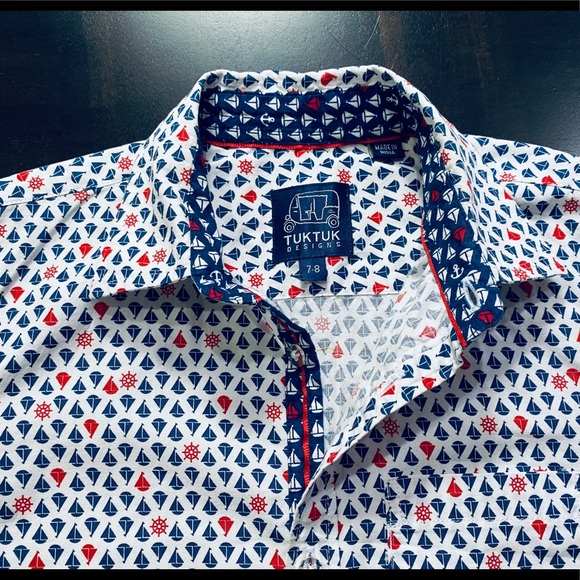 TUKTUK Designs SAILBOATS RED - BOYS SHORT SLEEVE - Picture 7 of 11